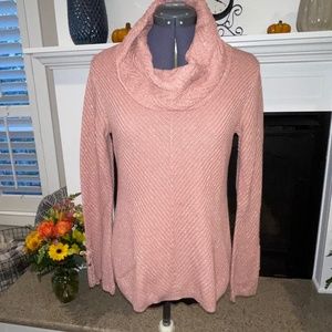 White House Black Market Sparkle Thread Cowl Neck Wool Blend Pink Sweater XS